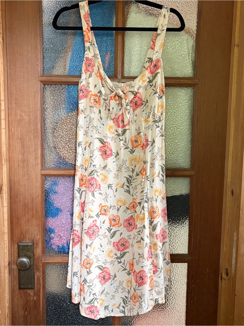 Astr Floral Tie-Front Dress in Cream with Yellow & Pink Blooms